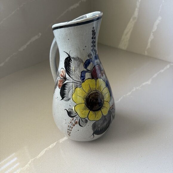 Vintage Tonala Mexican Folk Art Pottery Pitcher Jug Decorative Jalisco Signed - Picture 5 of 10